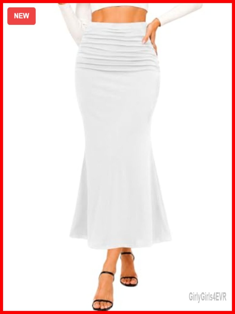 Women's Ruched Mermaid Maxi Skirt High Waisted Bodycon Stretch